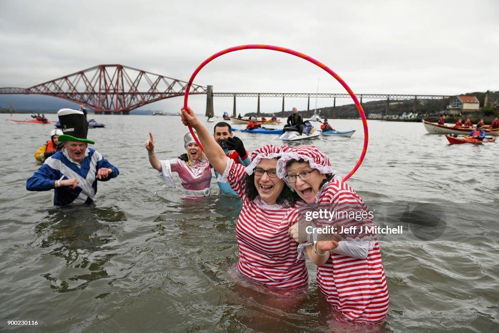 New Year's Day Bathers Take Part In The Loony Dook Swim