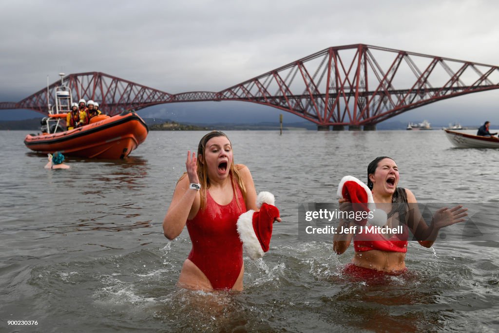 New Year's Day Bathers Take Part In The Loony Dook Swim