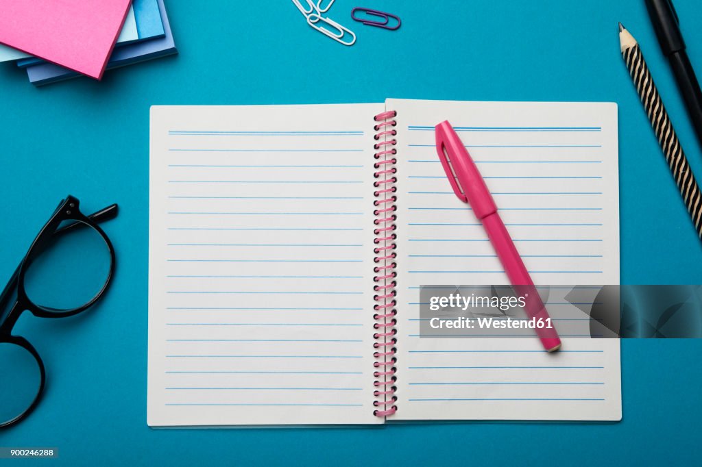 Open notepad on desk