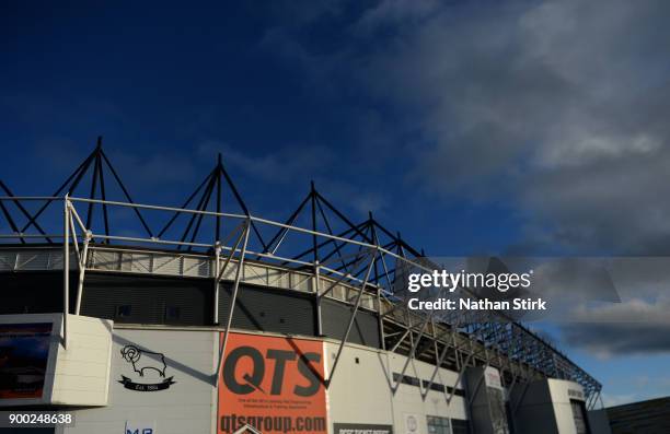 General view of the iPro Stadium before the Sky Bet Championship match between Derby County and Sheffield United at iPro Stadium on January 1, 2018...