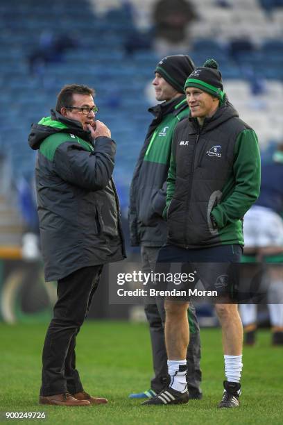 Dublin , Ireland - 1 January 2018; Connacht head coach Kieran Keane, left, with Johnny O'Connor the Connacht strength and conditioning coach prior to...