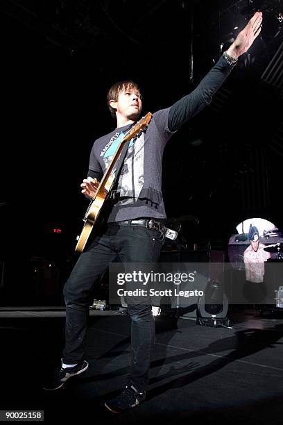 Tom DeLonge of Blink-182 performs at the DTE Energy Center on August 22, 2009 in Clarkston, Michigan.