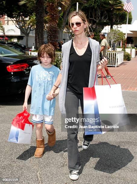 Calista Flockhart and son Liam sighting at Fred Segal on August 22, 2009 in Los Angeles, California.