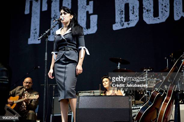 Kitty Durham and Daisy Durham of the English country rock band Kitty Daisy & Lewis perform live during a concert supporting The BossHoss at the...