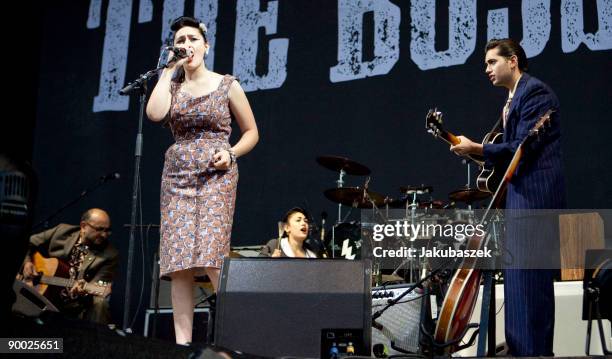 Kitty Durham, Daisy Durham and Lewis Durnham of the English country rock band Kitty Daisy & Lewis perform live during a concert supporting The...