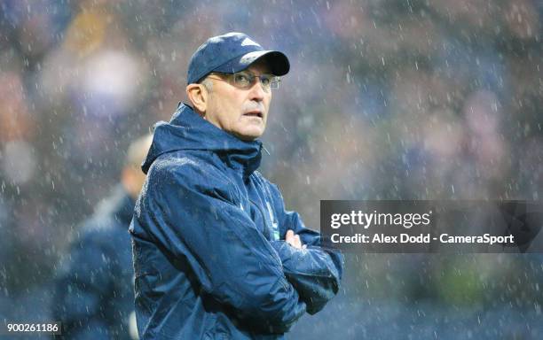 Middlesbrough manager Tony Pulis during the Sky Bet Championship match between Preston North End and Middlesbrough at Deepdale on January 1, 2018 in...