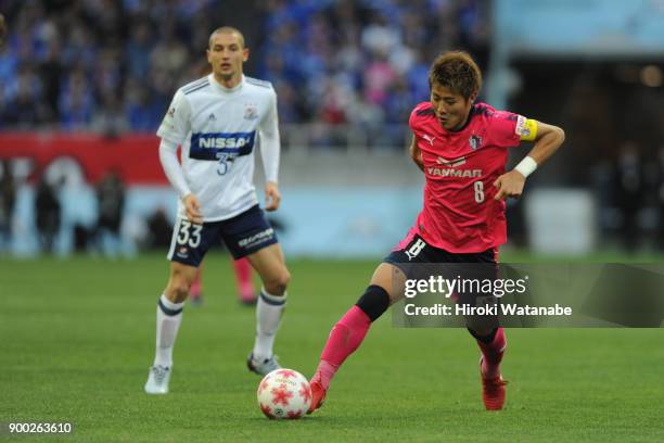 Yuichiro Kakitani of Cerezo Osaka in action during the 97th All Japan Football Championship final between Cerezo Osaka and Yokohama F.Marinos at the...