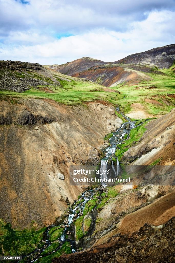 Waterfall, Reykjadalur Valley, Hveragerdi, Iceland