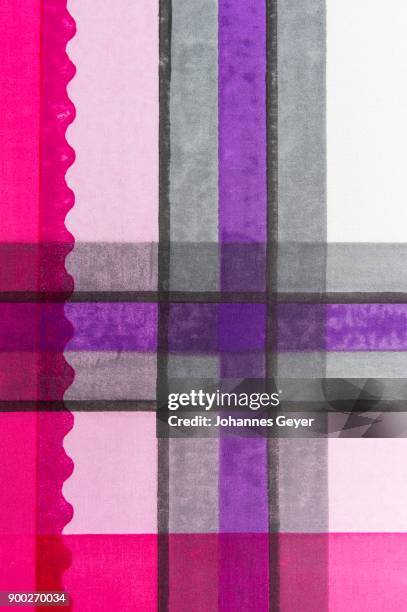 block printing, finished pattern with color and stripes on taut fabric, bad aussee, styria, austria - bad aussee stock pictures, royalty-free photos & images