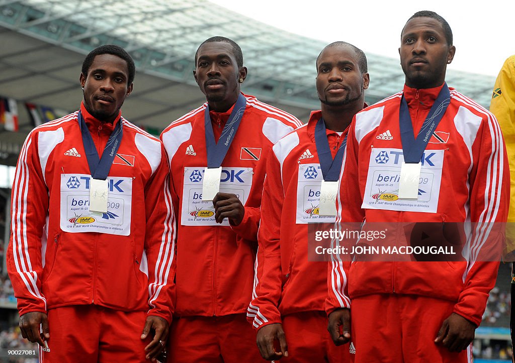 ATHLETICS-WORLD-4X100M-RELAY-PODIUM