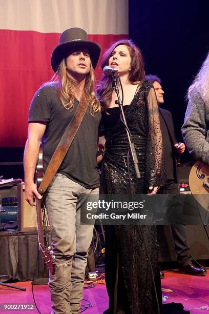 Lukas Nelson and Amy Nelson perform with their father Willie Nelson at ACL Live on December 31, 2017 in Austin, Texas.