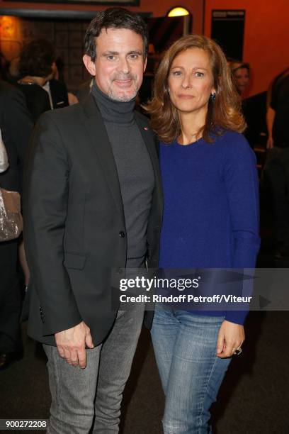 Manuel Valls and his wife Anne Gravoin celebrate the new year with Laurent Gerra during "Laurent Gerra Sans Moderation at L'Olympia on December 31,...