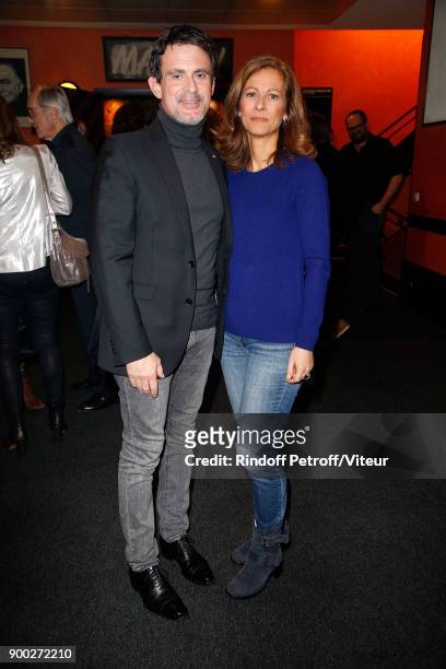 Manuel Valls and his wife Anne Gravoin celebrate the new year with Laurent Gerra during "Laurent Gerra Sans Moderation at L'Olympia on December 31,...