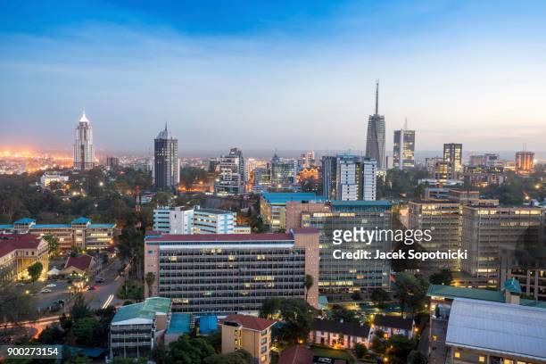 modern cityscape at dawn, nairobi, kenya - nairobi stockfoto's en -beelden
