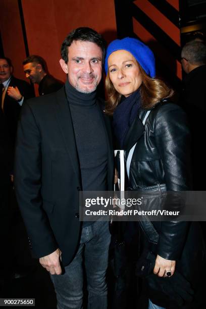 Manuel Valls and his wife Anne Gravoin celebrate the new year with Laurent Gerra during "Laurent Gerra Sans Moderation at L'Olympia on December 31,...