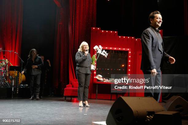 Laurent Gerra and Charlotte de Turckheim celebrate the new year during "Laurent Gerra Sans Moderation at L'Olympia on December 31, 2017 in Paris,...