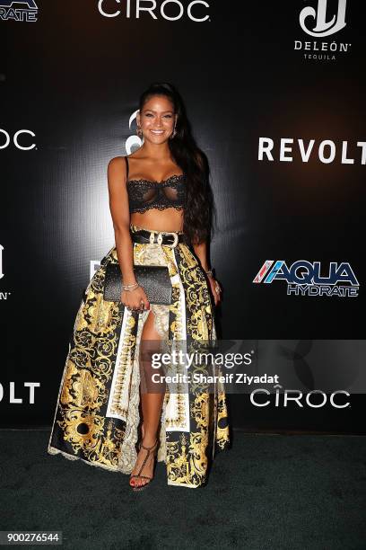 Cassie attends Sean "Diddy" Combs Hosts CIROC The New Year 2018 Powered By Deleon Tequila at Star Island on December 31, 2017 in Miami, Florida.