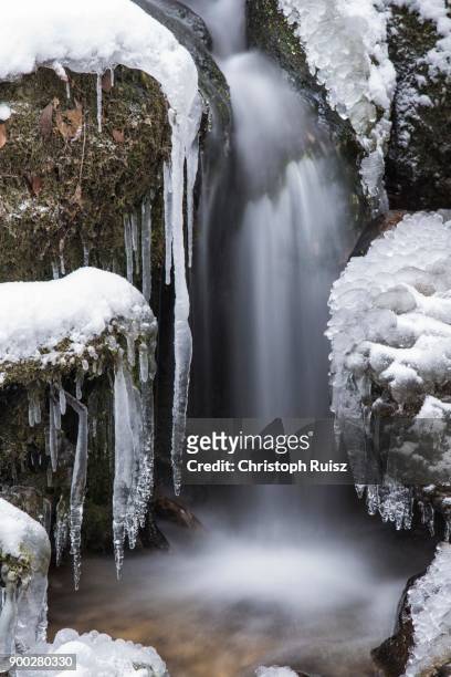 myra falls, icy waterfall in winter, long exposure, piestingtal, lower austria, austria - christoph bach stock-fotos und bilder