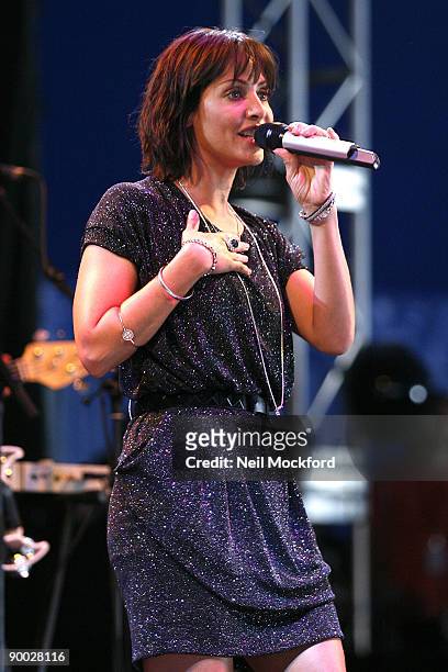 Natalie Imbruglia performs on Day 2 of the V Festival at Hylands Park on August 23, 2009 in Chelmsford, England.