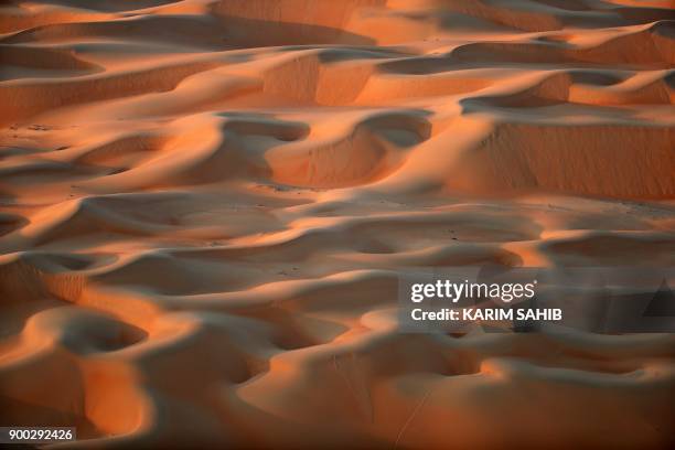 General view shows the Liwa desert, some 250 kilometres west of the Gulf emirate of Abu Dhabi, during the Liwa 2018 Moreeb Dune Festival on January...