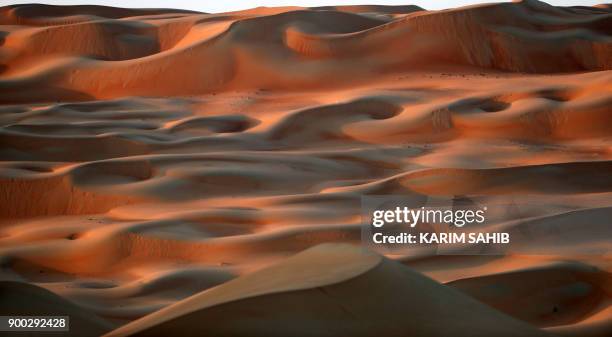 General view shows the Liwa desert, some 250 kilometres west of the Gulf emirate of Abu Dhabi, during the Liwa 2018 Moreeb Dune Festival on January...