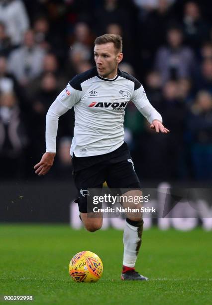 Andreas Weimann of Derby County in action during the Sky Bet Championship match between Derby County and Sheffield United at iPro Stadium on January...