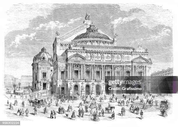 illustrations, cliparts, dessins animés et icônes de construire le palais garnier pour la france de l’opéra paris 1875 - opéra garnier