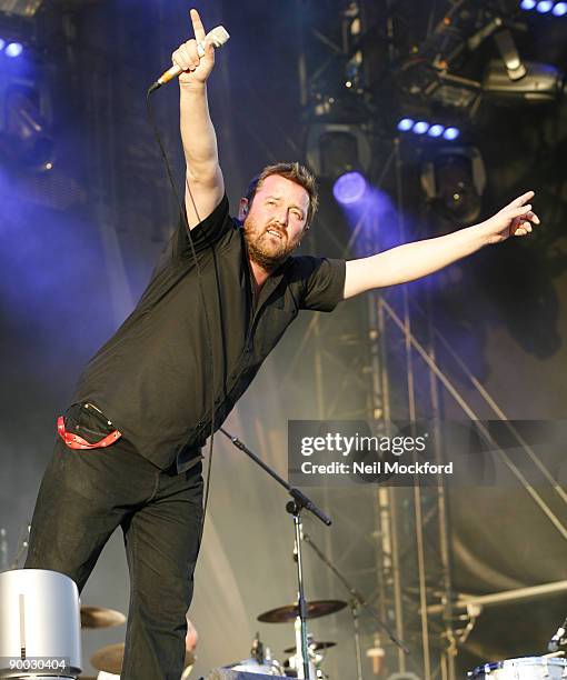 Guy Garvey of Elbow performs on Day 2 of the V Festival at Hylands Park on August 23, 2009 in Chelmsford, England.