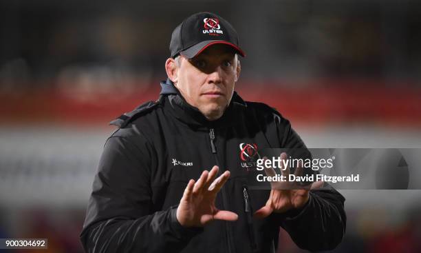 Belfast , United Kingdom - 1 January 2018; Ulster head coach Jono Gibbes prior to the Guinness PRO14 Round 12 match between Ulster and Munster at...