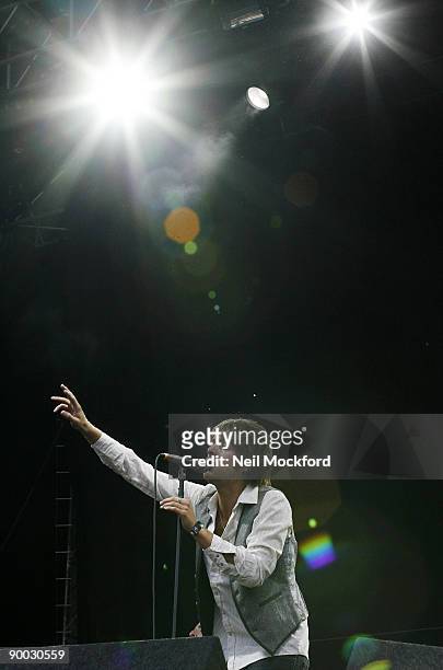 Paolo Nutini performs on Day 2 of the V Festival at Hylands Park on August 23, 2009 in Chelmsford, England.