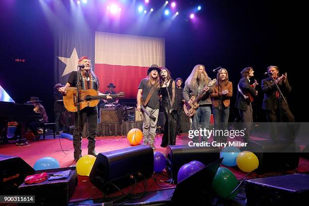 Bobbie Nelson, Willie Nelson, Paul English, Lukas Nelson, Amy Nelson, Mickey Raphael, Jamey Johnson, Charlie Starr, Micah Nelson and John Doe perform...