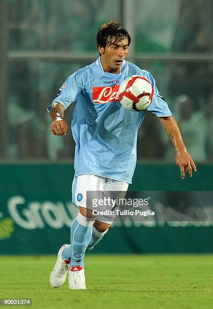 Ivan Lavezzi of Napoli in action during the Serie A match between US Citta di Palermo and SSC Napoli at Stadio Renzo Barbera on August 23, 2009 in...