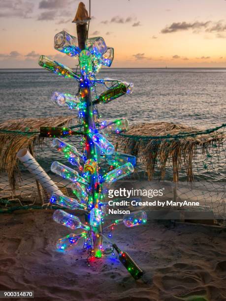 lights of a caribbean bottle christmas tree - caribbean christmas 個照片及圖片檔
