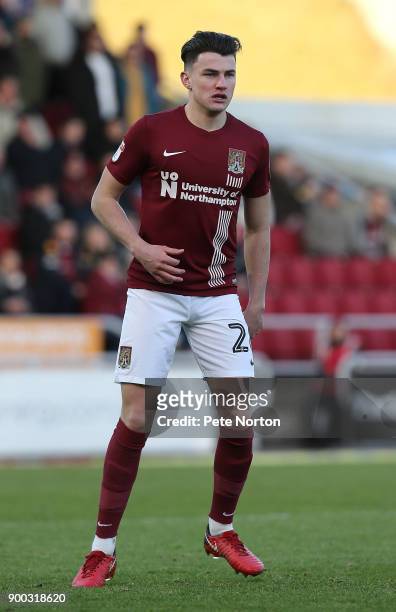Regan Poole of Northampton Town in action during the Sky Bet League One match between Northampton Town and Wigan Athletic at Sixfields on January 1,...