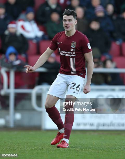 Regan Poole of Northampton Town in action during the Sky Bet League One match between Northampton Town and Wigan Athletic at Sixfields on January 1,...