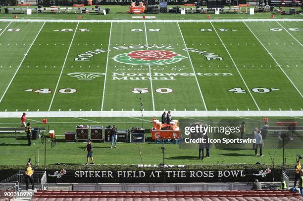 Rose Bowl Game logo at midfield before the College Football Playoff Semifinal at the Rose Bowl Game between the Georgia Bulldogs and Oklahoma Sooners...