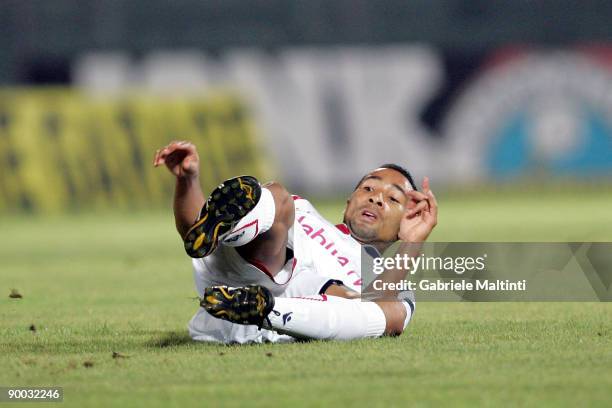 Neves Jedaies Capucho Jeda in action during the Serie A match between Livorno and Cagliari at the Armando Picchi Stadium on August 23, 2009 in...