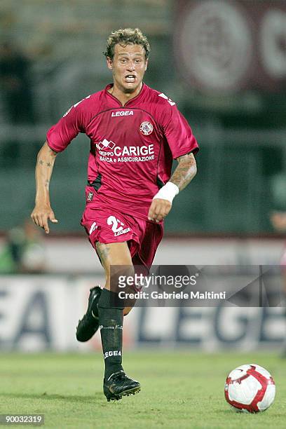 Alessandro Diamanti of Livorno in action during the Serie A match between Livorno and Cagliari at the Armando Picchi Stadium on August 23, 2009 in...