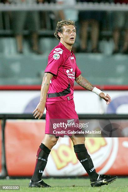Alessandro Diamanti of Livorno shows his dejection during the Serie A match between Livorno and Cagliari at the Armando Picchi Stadium on August 23,...