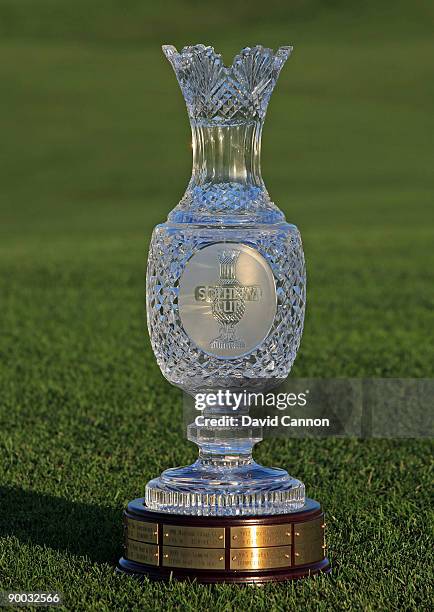 The Solheim Cup Trophy at the 2009 Solheim Cup Matches, at the Rich Harvest Farms Golf Club on August 23, 2009 in Sugar Grove, Ilinois