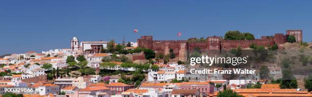 city view, old town with cathedral and castle, silves, algarve, portugal - silves portugal stock pictures, royalty-free photos & images