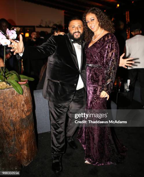 Khaled and Nicole Tuck attend Sean 'Diddy' Combs Hosts CIROC The New Year 2018 Powered By Deleon Tequila at Star Island on December 31, 2017 in...