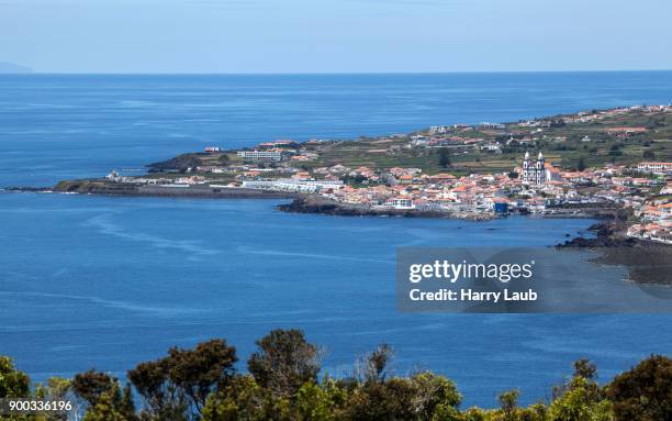 view from monte brasil to sao mateus, south coast, island of terceira, azores, portugal - isla terceira fotografías e imágenes de stock