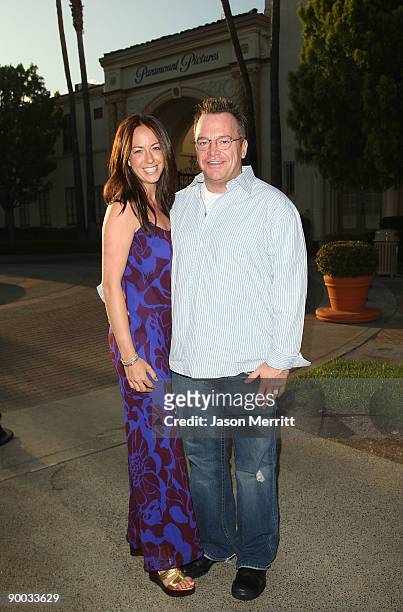 Actor Tom Arnold and Ashley Groussman arrive at the season two premiere of the FX television series "Sons of Anarchy" at the Paramount theatre on...