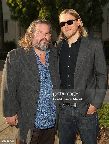 Actors Mark Boone Junior and Charlie Hunnam arrive at the season two premiere of the FX television series "Sons of Anarchy" at the Paramount theatre...