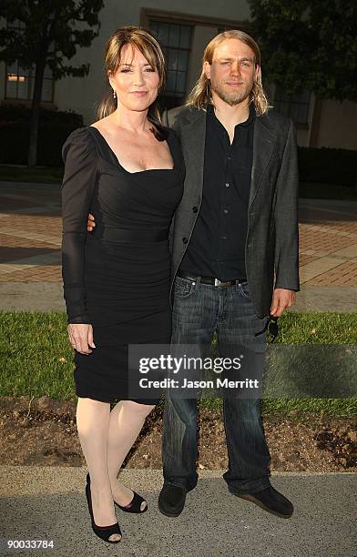 Actress Katey Sagal and Charlie Hunnam arrive at the season two premiere of the FX television series "Sons of Anarchy" at the Paramount theatre on...