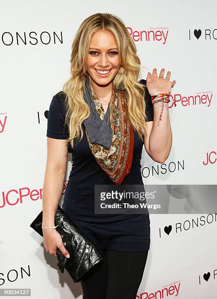 Actress/singer Hilary Duff attends the Charlotte Ronson and JCPenney's celebration of I Heart Ronson at The Lighthouse at Chelsea Piers on August 20,...