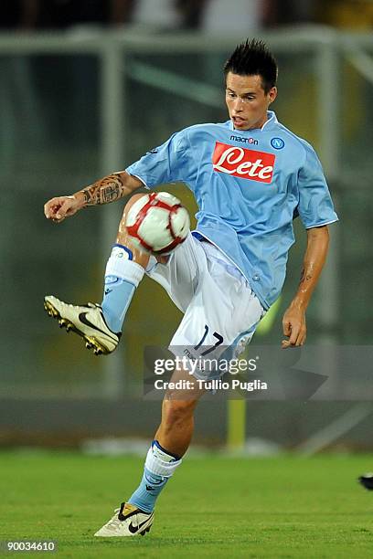 Marek Hamsik of Napoli in action during the Serie A match between US Citta di Palermo and SSC Napoli at Stadio Renzo Barbera on August 23, 2009 in...