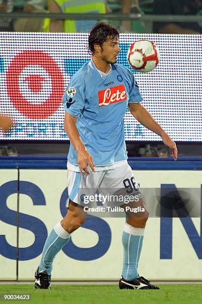 Matteo Contini of Napoli in action during the Serie A match between US Citta di Palermo and SSC Napoli at Stadio Renzo Barbera on August 23, 2009 in...