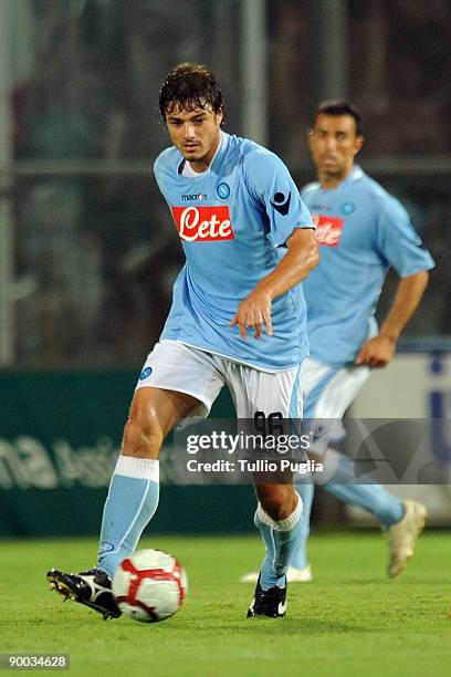 Matteo Contini of Napoli in action during the Serie A match between US Citta di Palermo and SSC Napoli at Stadio Renzo Barbera on August 23, 2009 in...